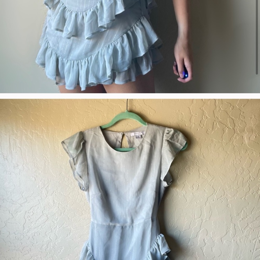 FavLux Backless Shimmer Ruffle Mini Dress - Picture 2 of 3